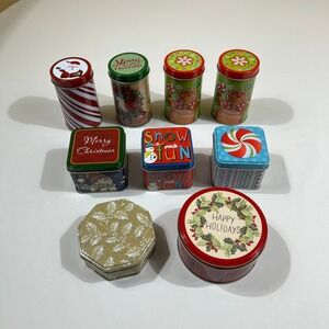 Decorative Holiday Tins Multicolor Holiday Christmas Set of 9